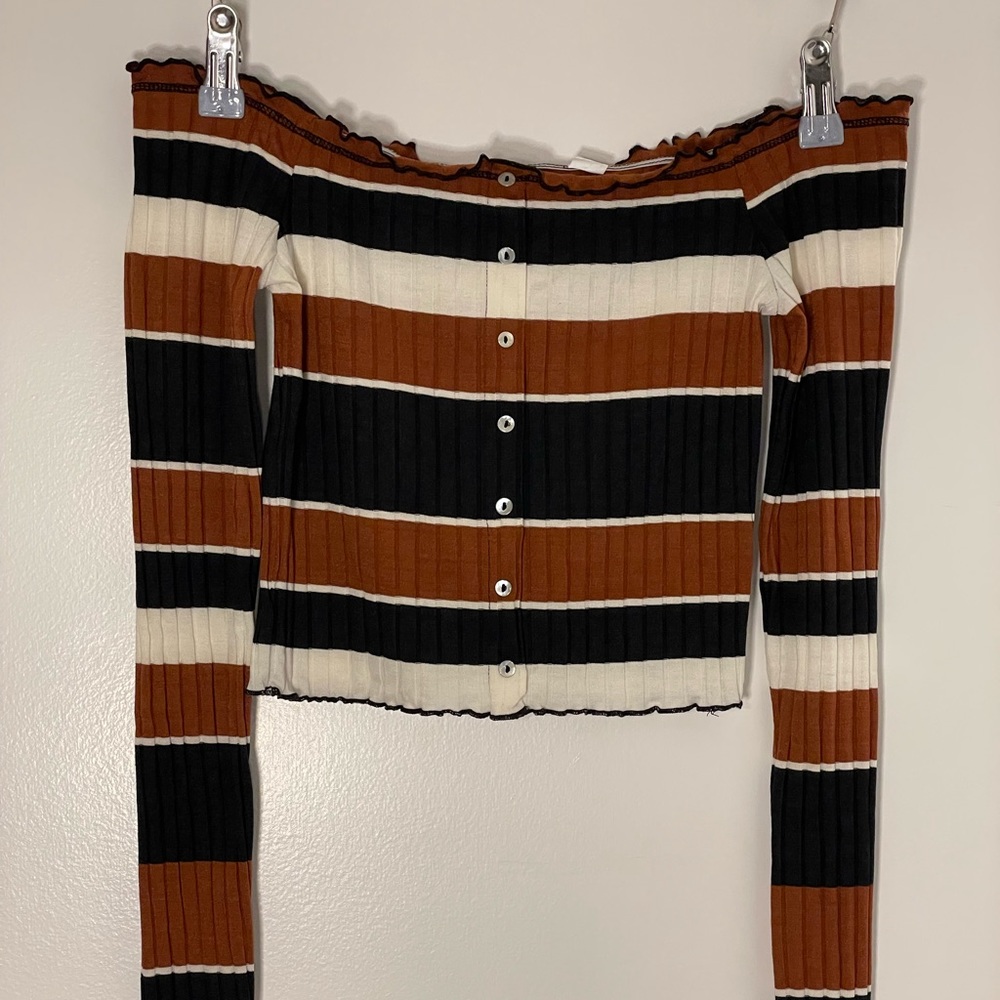 Over-The-Shoulder Long Sleeve Crop Top
